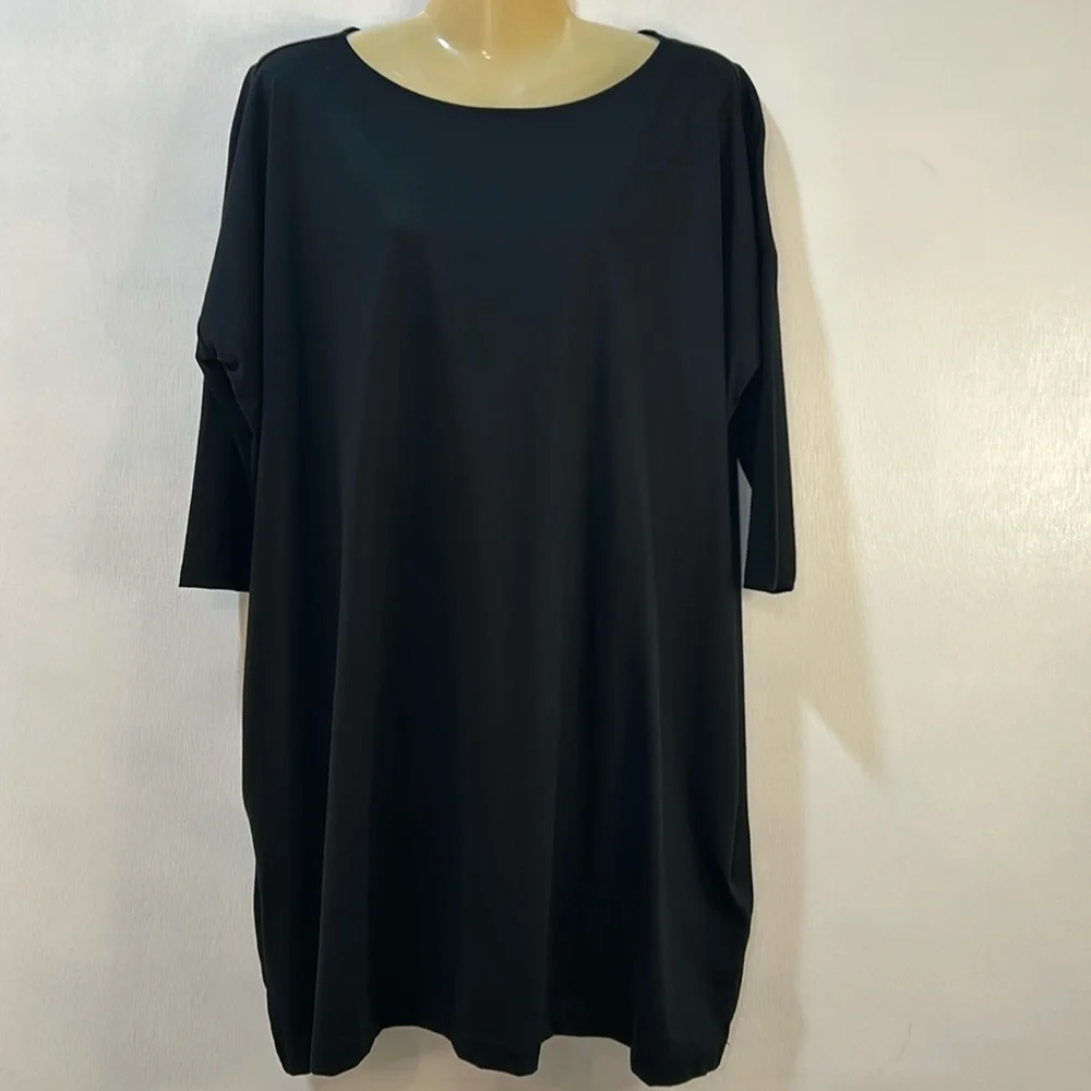 GAD MIDI DRESS Sz SMALL BLACK LONG SLEEVES OVERSIZED NEW - Picture 1 of 11